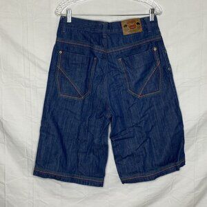 Platinum Gear Blue Denim Jean Shorts with colorful threads Sz 32
